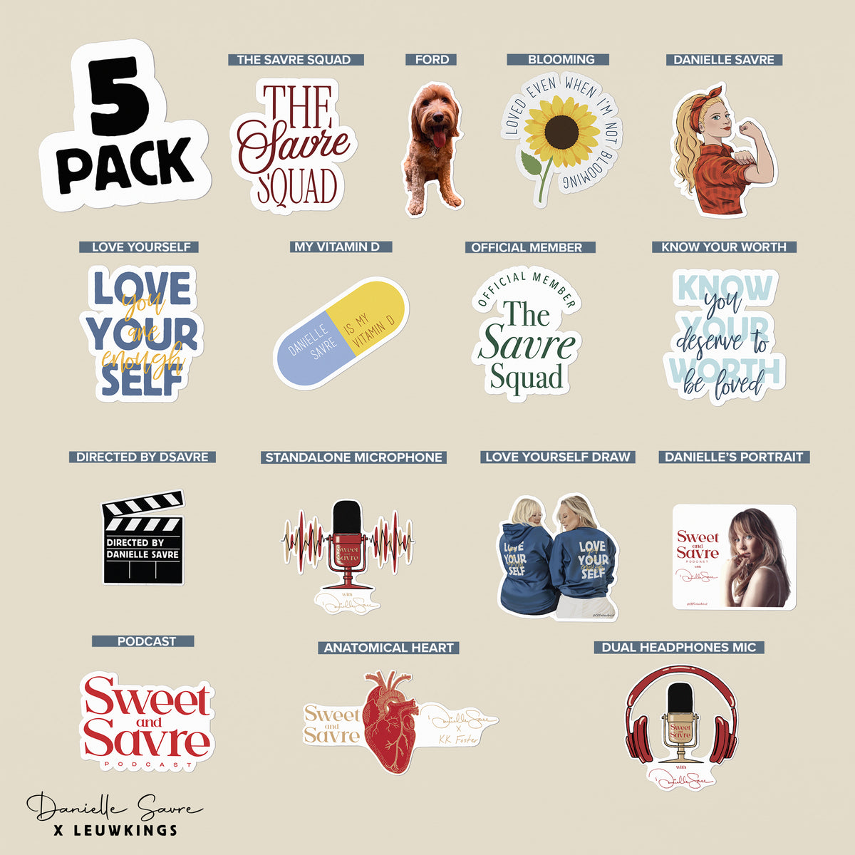 Set of 5 stickers
